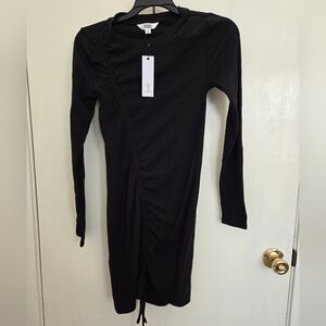 Steve Madden Black Ribbed Long Sleeve Dress